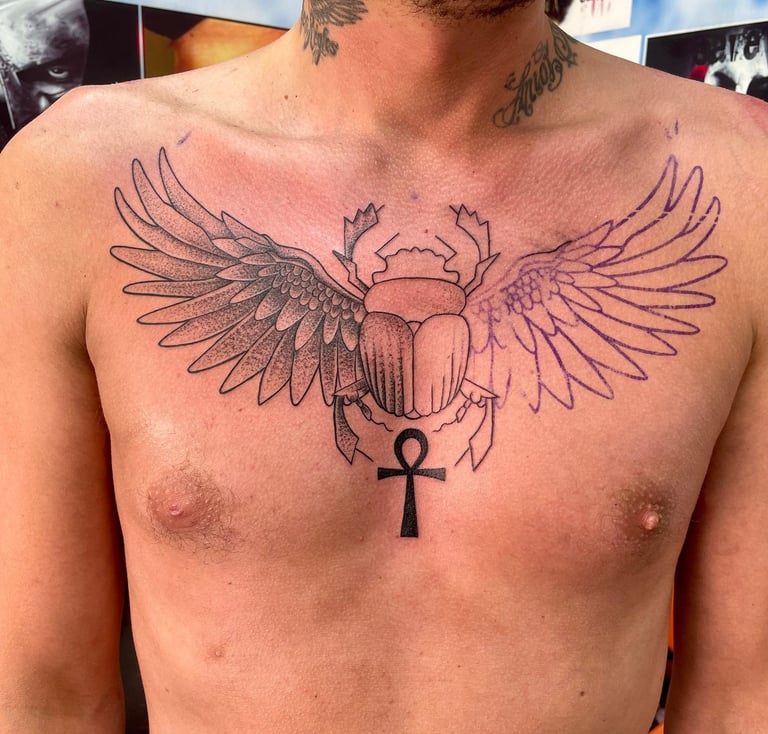 Dot work tattoo on chest — Hurghada Tattoo Studio