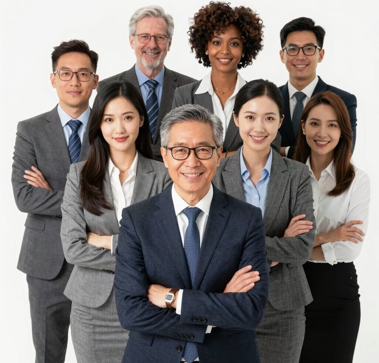 A warm, inviting office scene showing a small team collaborating over financial reports and HR documents.