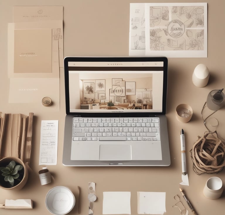 Team collaborating around a table with laptops and notes.