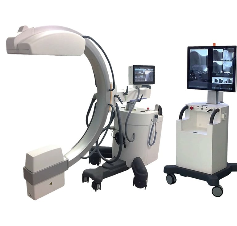 a medical C-Arm X-Ray device with a monitor