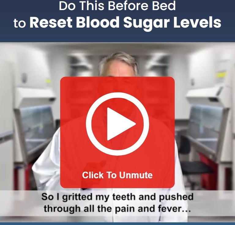 Video preview showing how to reset blood sugar levels before bed featuring a scientist in a laboratory.