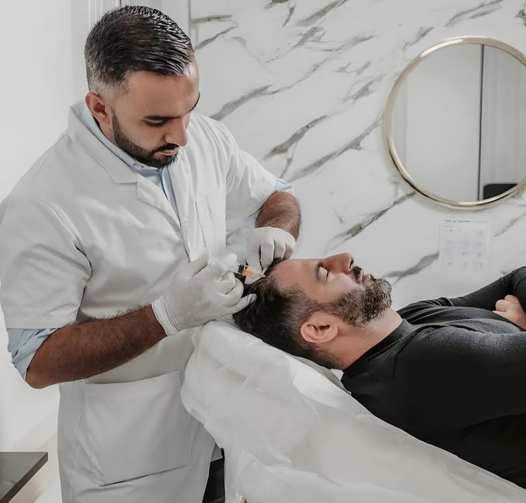 homme qui fait une greffe capillaire aux pays-bas