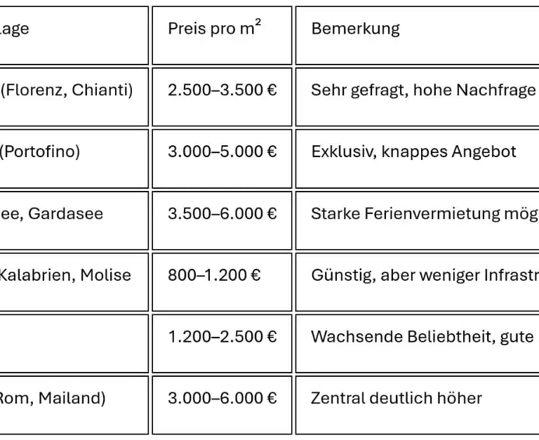 Haus kaufen Preise in Italien