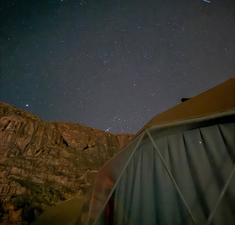 wadi rum desert camp night sky