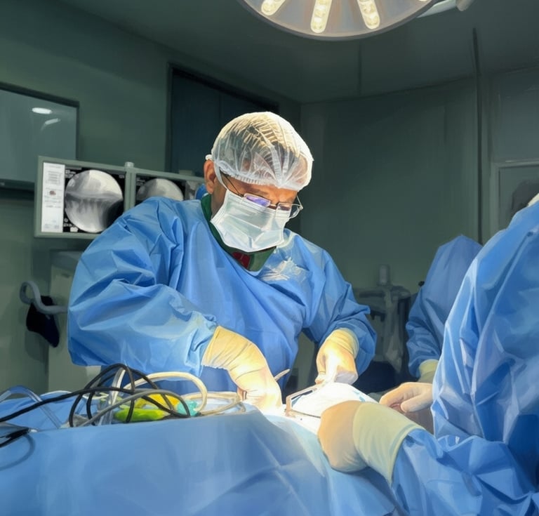 Dr Gilnard em Fortaleza no centro cirúrgico realizando neurocirurgia