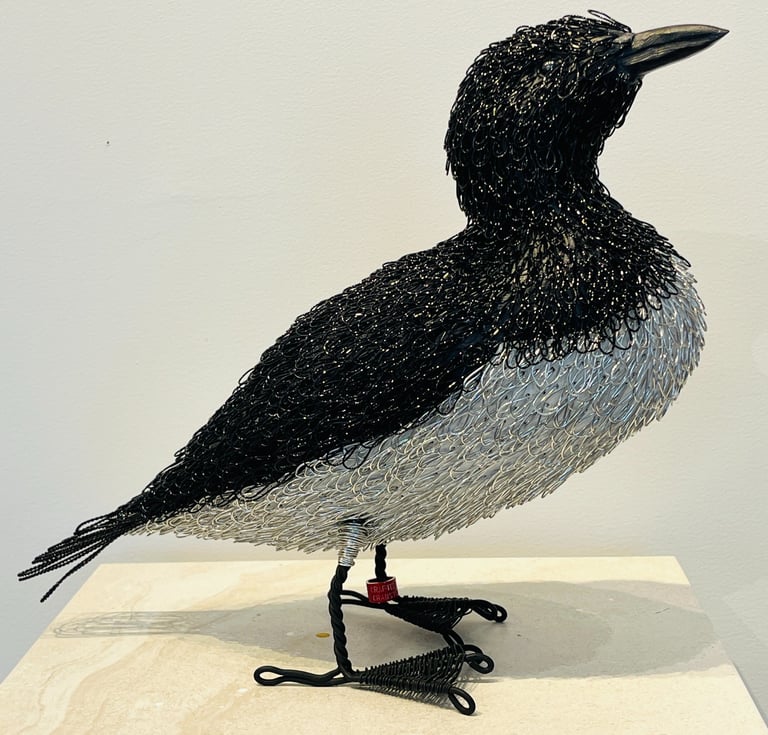 MURIEL -  pine and plated wire by Guy Cranston