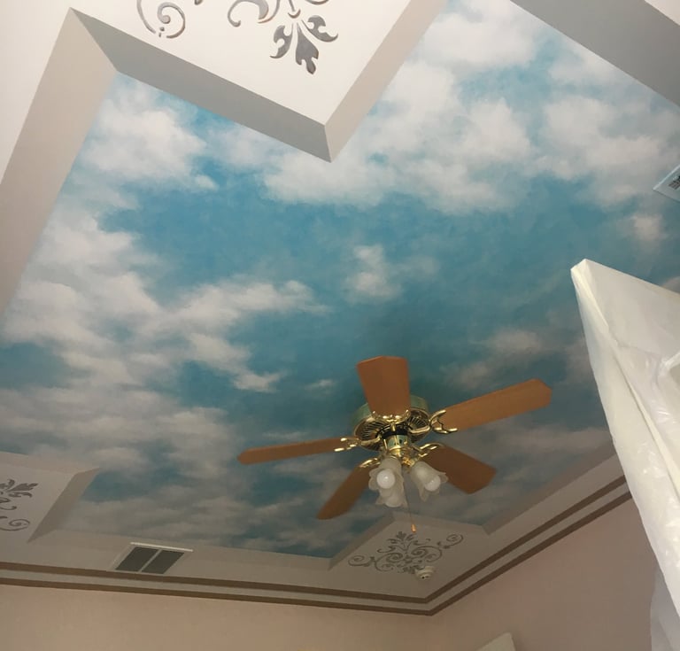 bespoke illusion mural on ceiling by marcine in hunterdon county, nj