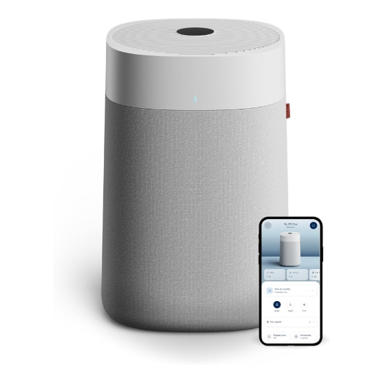 Blueair Blue Pure 211i Max air purifier in a large modern living room.