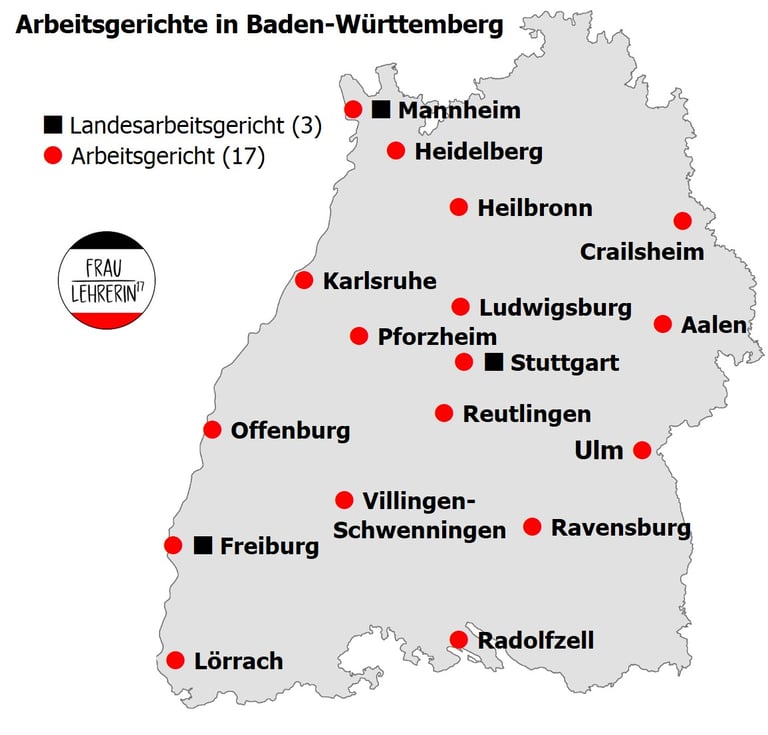 Arbeitsgerichte Baden-Württemberg - Schaubild - Infografik - #fraulehrerin17