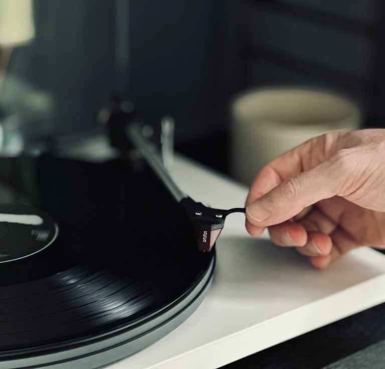 playing a vinyl record