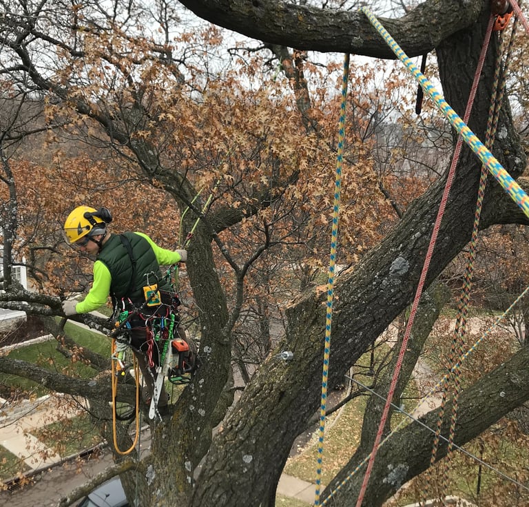 John managing ropes during technical climb