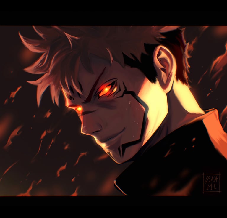 jujutsu kaisen fanart manga sukuna digital painting portrait