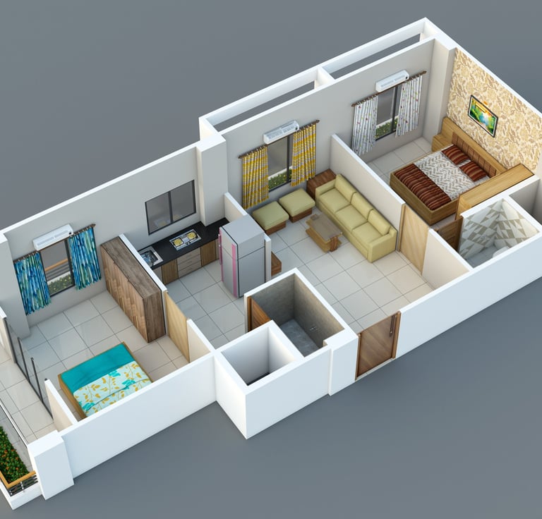 2BHK 2d drawing