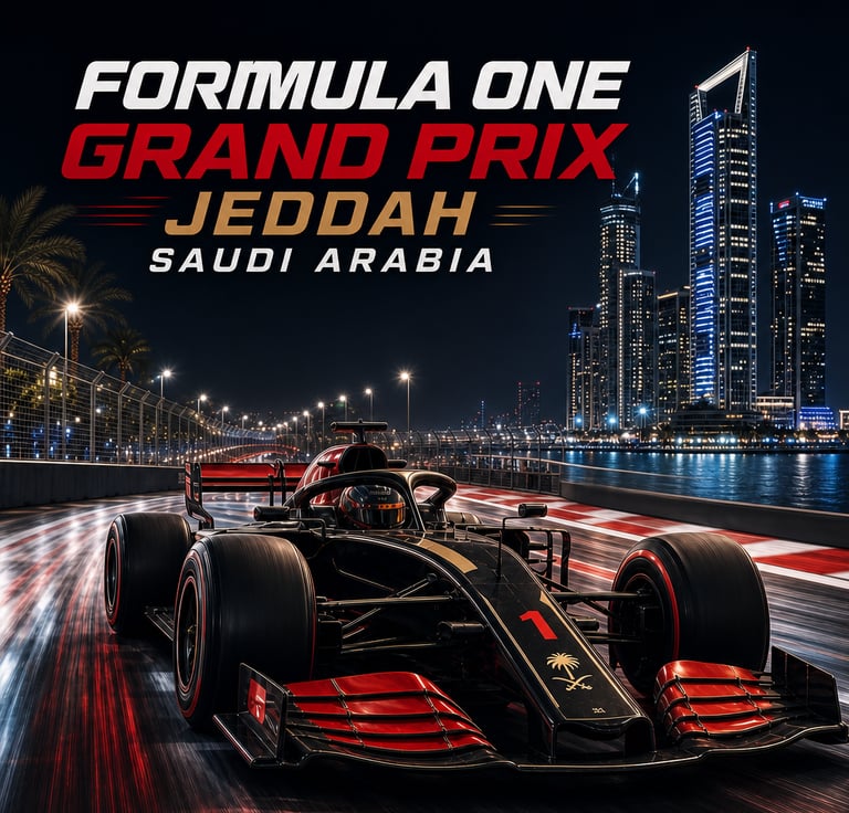 Formula One Grand Prix race F1 on Jeddah Corniche Circuit Saudi Arab فورمولا 1 في جدة السعودية