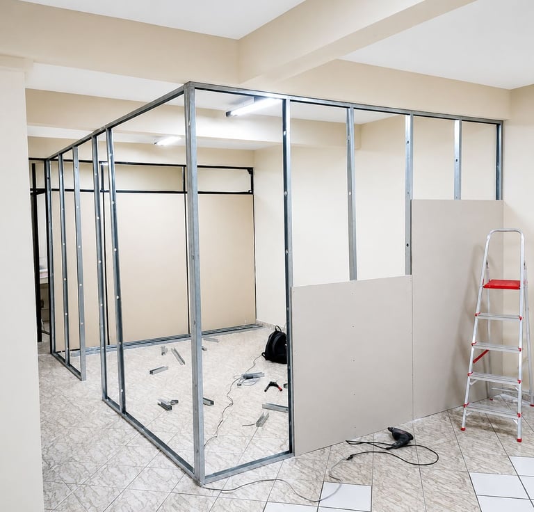 Professional drywall partition solutions for homes, offices, and commercial spaces. Fast installatio
