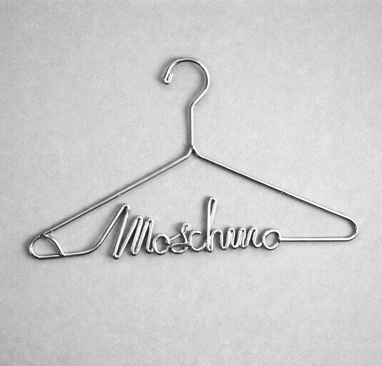 percha metálica personalizada para Moschino