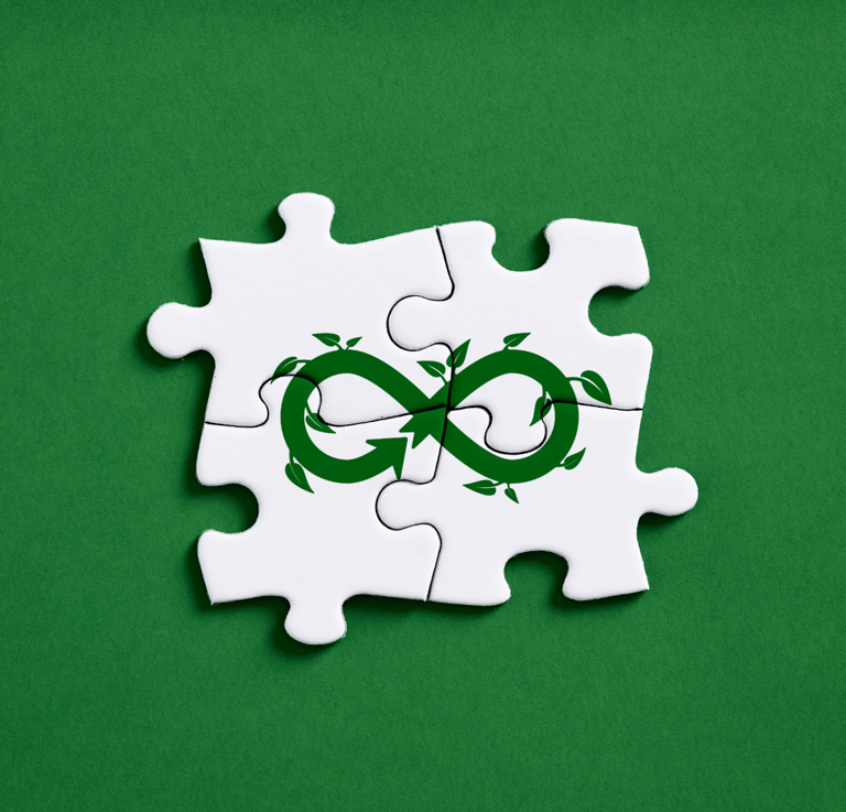 a puzzle piece of puzzle pieces with a green infinity symbol
