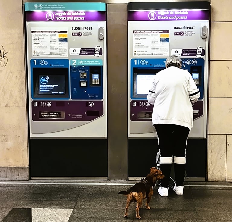 Automaty biletowe na stacji metra w Budapeszcie