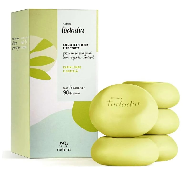 Sabonete em Barra Natura Tododia Capim Limão e Hortelã 5un 90g