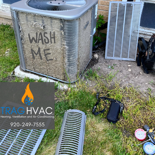 Routine AC Maintenance can help save an air conditioning condenser unit at a business in Beaver Dam.
