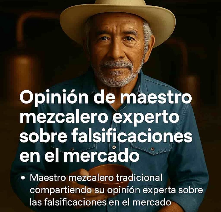 Maestro mezcalero tradicional compartiendo su opinión experta sobre las falsificaciones en el mercad