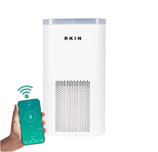 RKIN AH-14 medical-grade HEPA air purifier for allergies and pet odors.