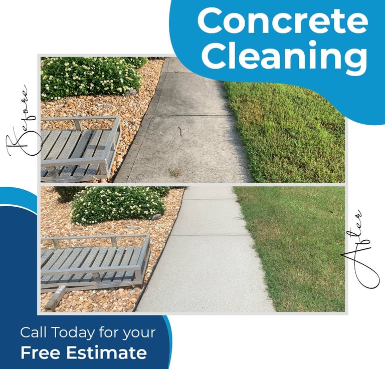 before and after photo of pressure washing in centerville, ohio