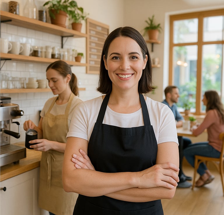 Emprendedora mujer de una cafetería.
