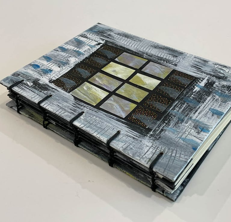 Coptic binding - collage cover black-silver