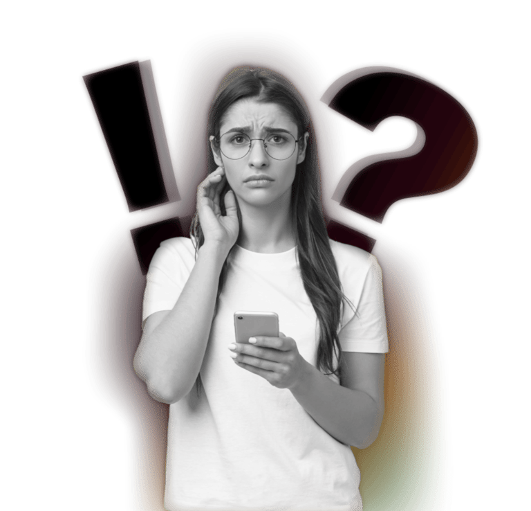 a woman in a white shirt and glasses talking on a cell phone