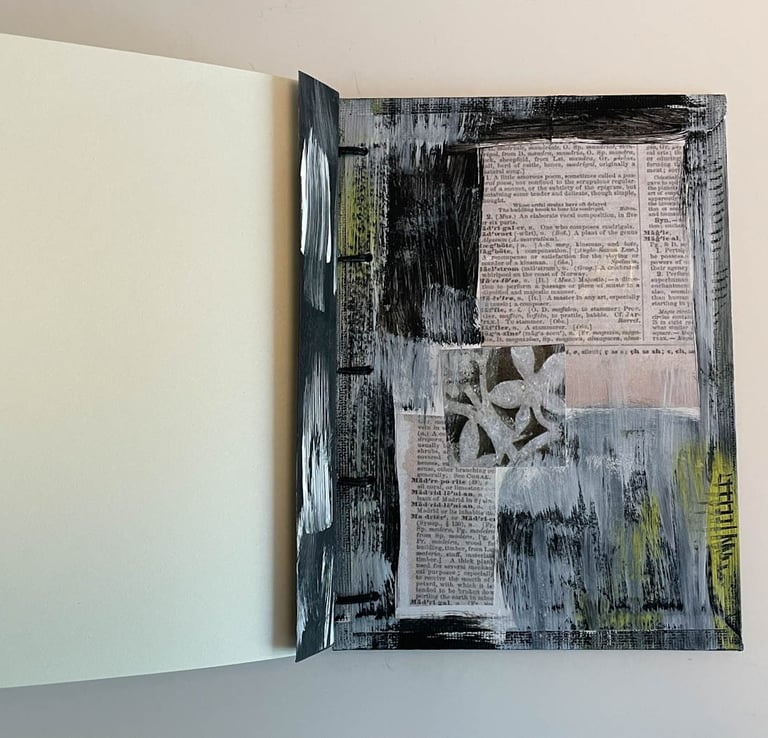 Coptic binding - collage inside cover black