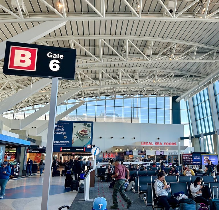 Boston Logan airport terminal b at gate b6