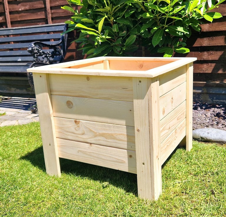 large wooden planter made from wood handmade solid aston design