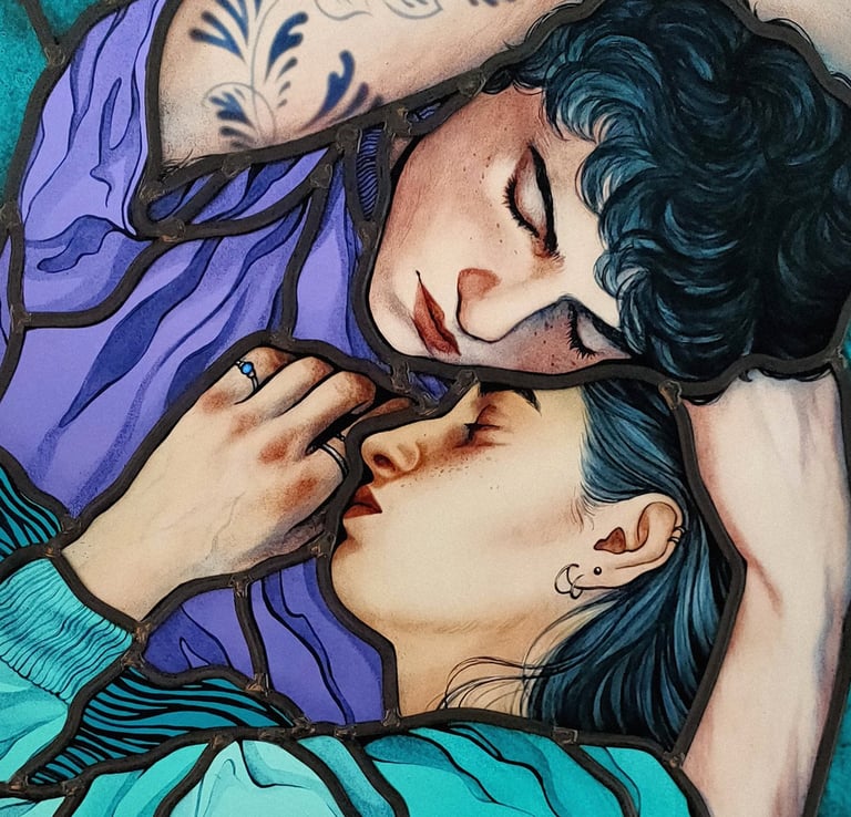 Vitrail, portrait, dessin, couleur, visage, texture, motif, décoration, verre, art, artisanat , fleur