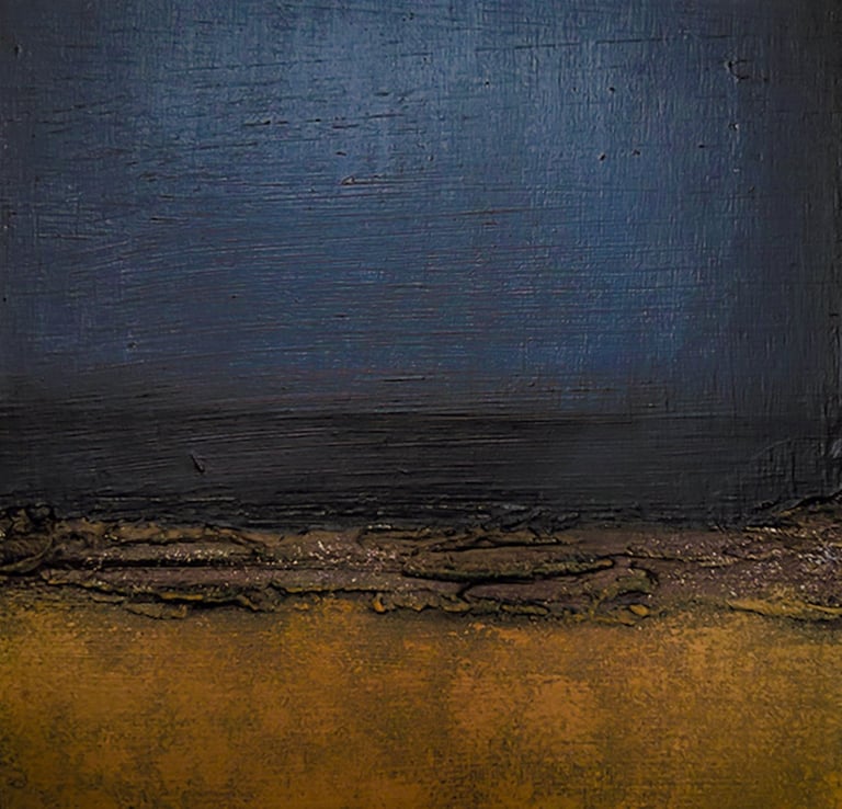 Mixed media abstract art. Landscape abstract. Laurence Moracchini Ditchling Studio.