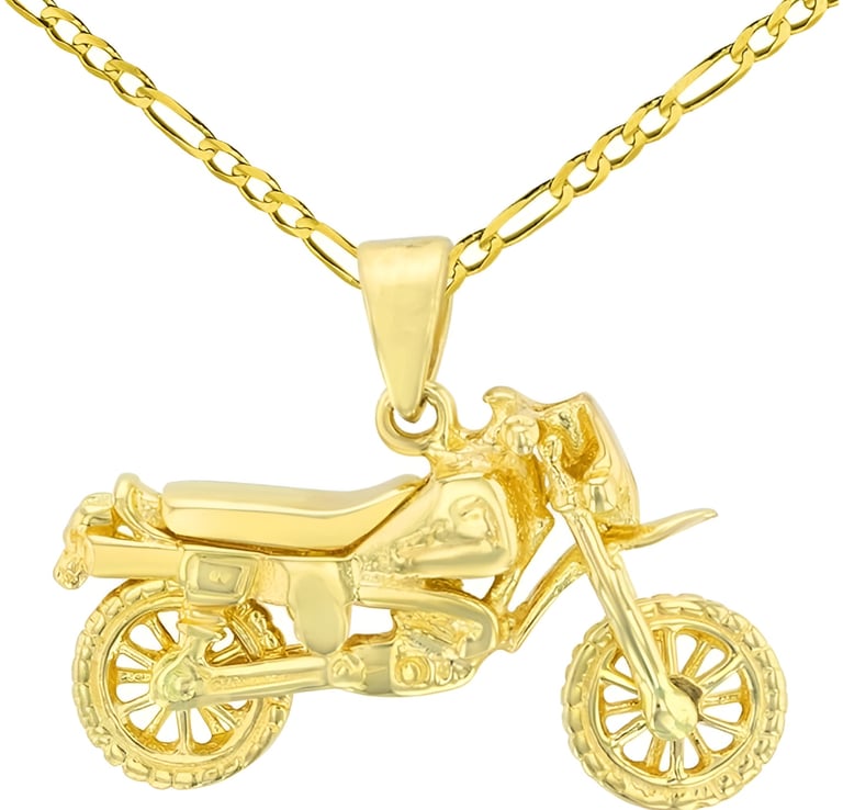 14kt Bike Pendant Necklace for Men