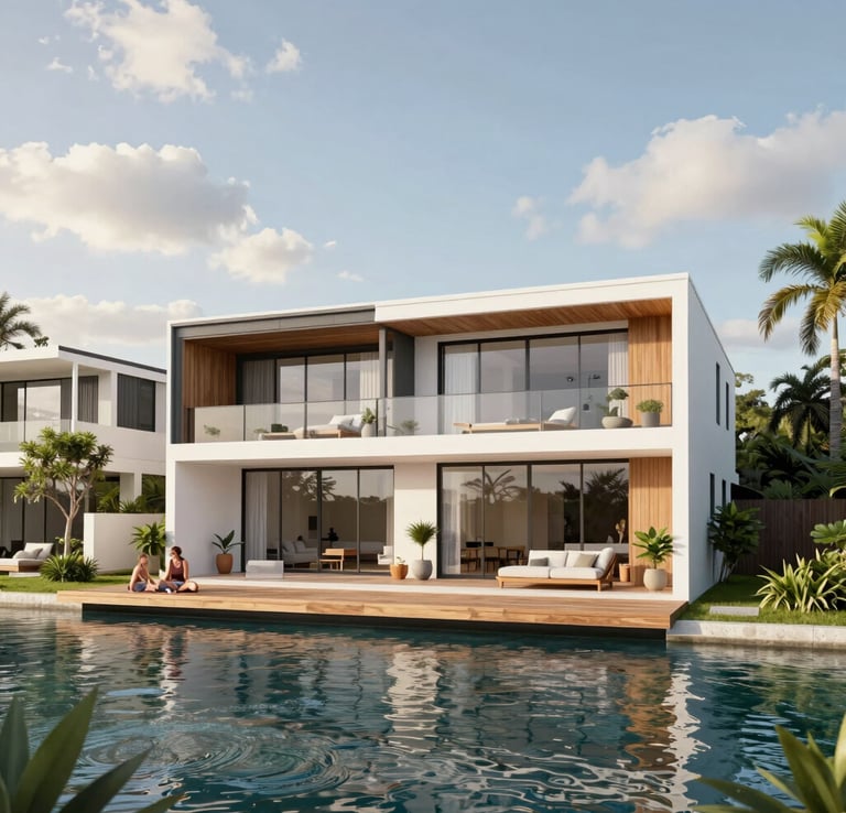 Elegant townhouse with a private courtyard and modern architecture in Robina.