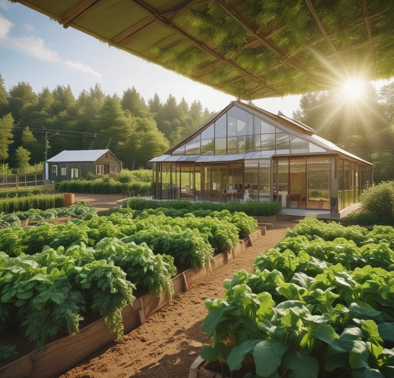 Solar panels powering a smart grid in an urban setting.