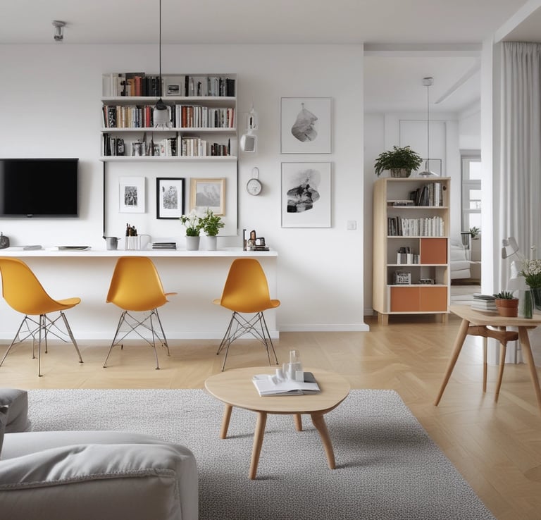 Bright and cozy living room with tasteful home staging.