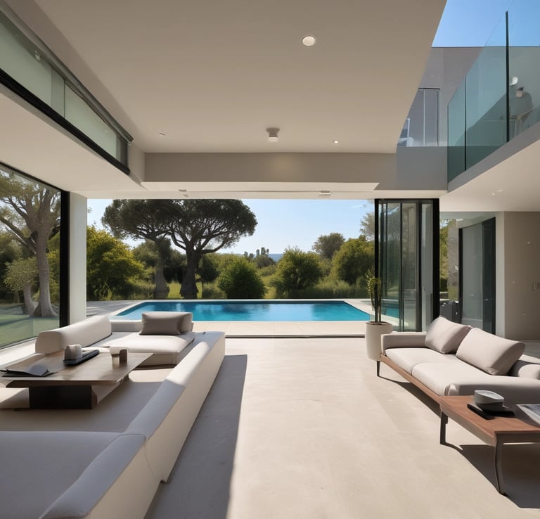 Spacious terrace with panoramic city views.