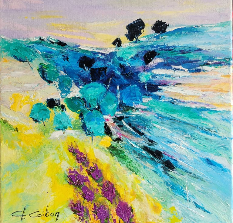 claudine-gibon-peinture-tableau-pinceau-bleu-olivier-lavande-sud-france-provence