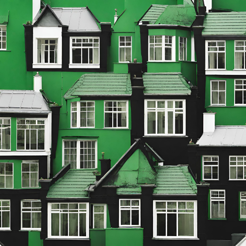 Exeter terraced properties in a green theme