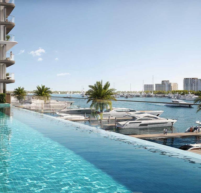 Vida Baystar Tower 2 Dubai, branded 4BR apartment with pool, marina views, creek and sea skyline vistas.