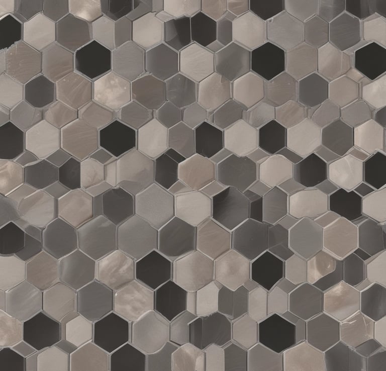 The image features an interior view of a home with modern decor. There is a sliding barn door to the left, leading into an entryway with natural light coming through the front door. The walls are adorned with artwork and decorations, including framed pictures and a mounted set of horns. A portion of the dining area is visible, featuring a patterned chair and reflective surfaces.