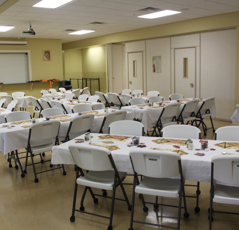 Fellowship Hall set up for a Great afternoon of BINGO