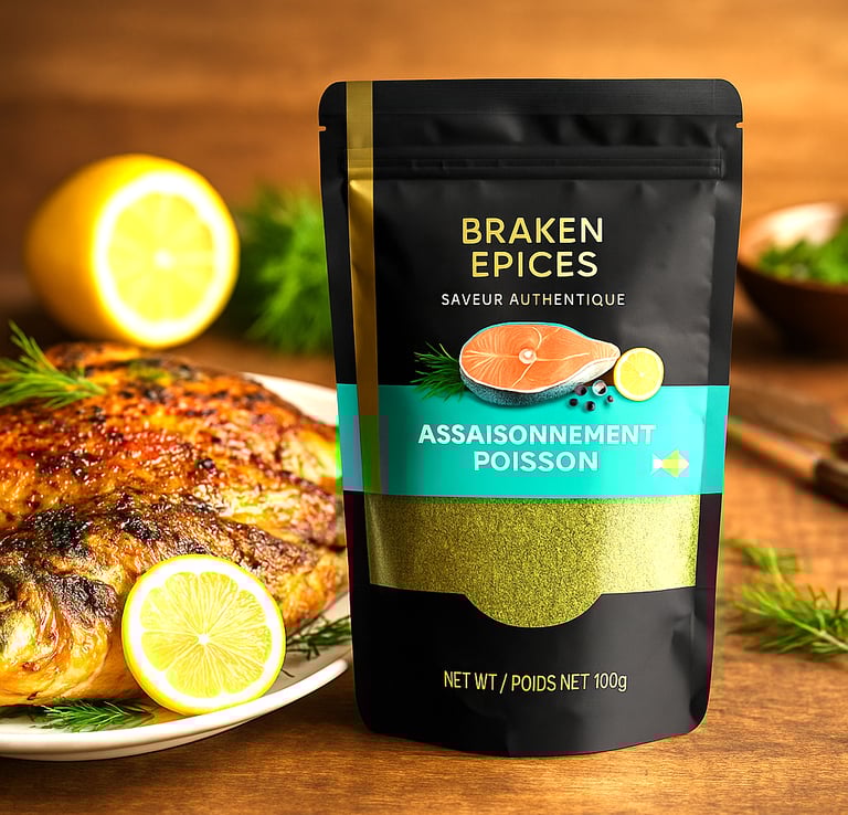 	 Braken Épices – Mélange d’épices pour poisson africain, saveurs du Cameroun