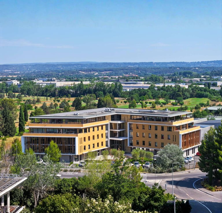 a large building with a clock tower in the middle of it