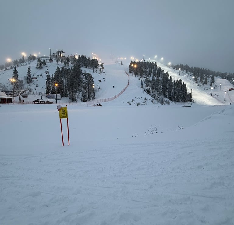 ski slopes view from ruka village finland