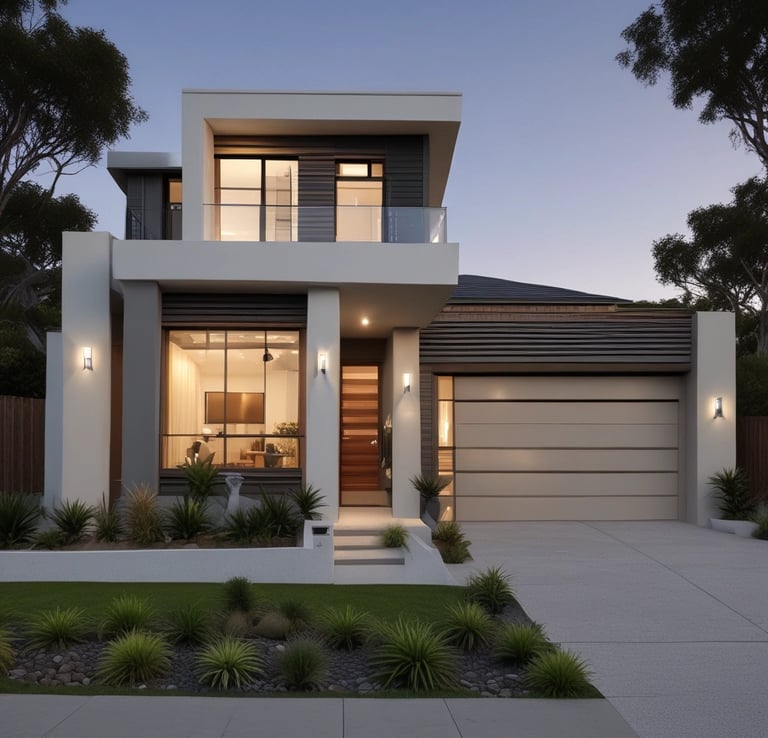A modern home exterior showcasing energy-efficient design.
