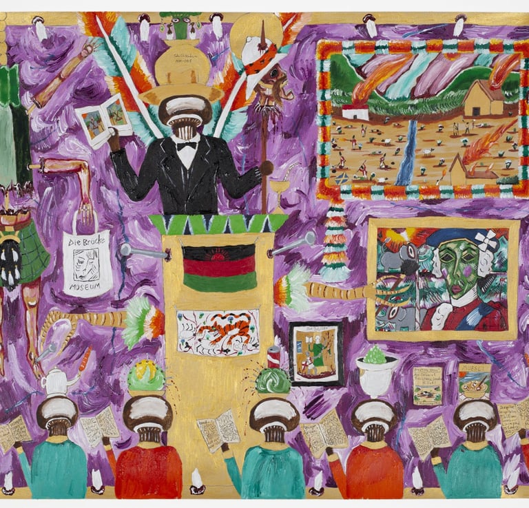 ‘The Church of John Chilembwe transforms into parrot feathers’, 2024, ©Andrew Gilbert